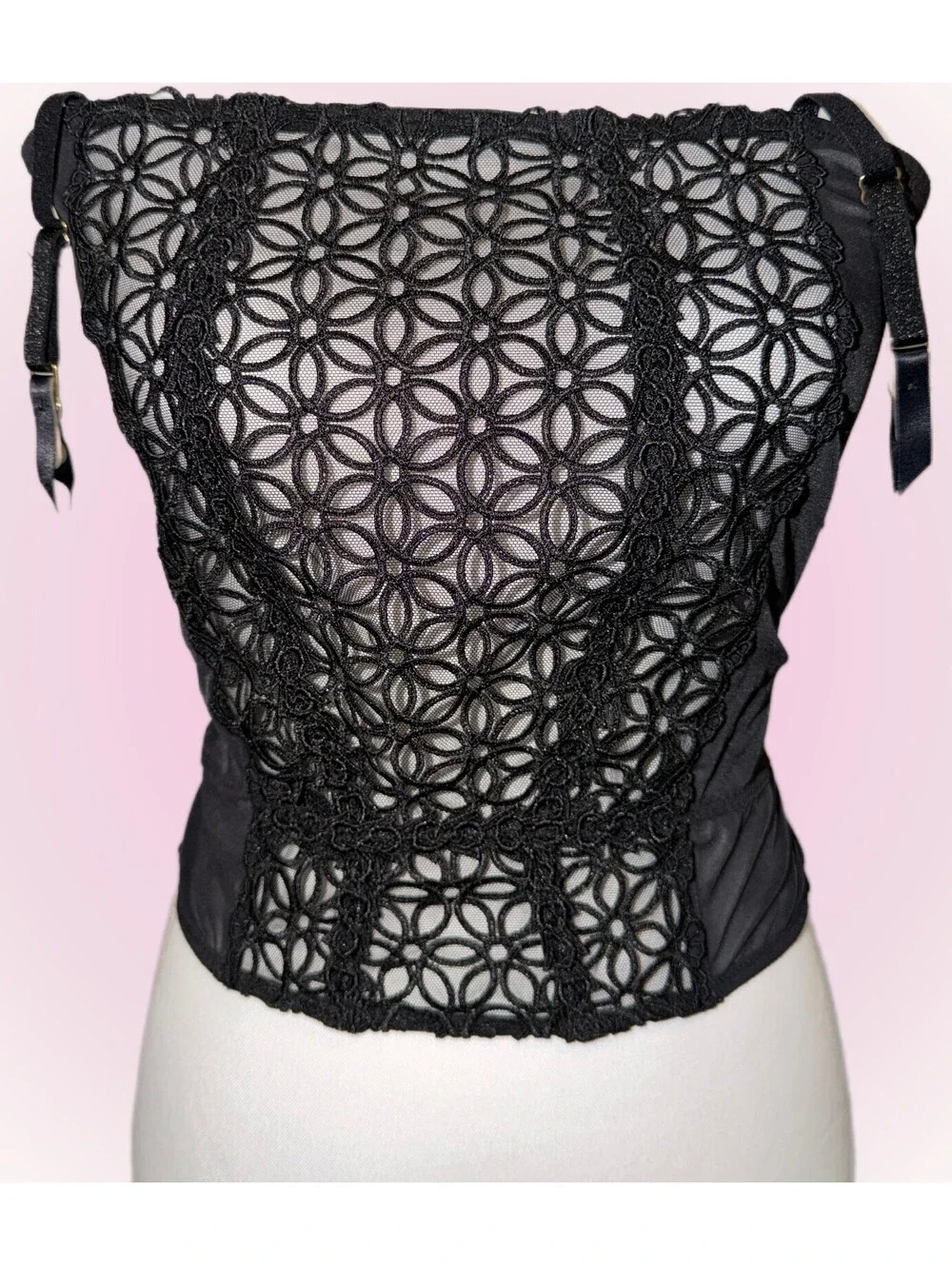 Victoria’s Secret Very Sexy Black Floral Lace Corset Bustier | XS Extra Small